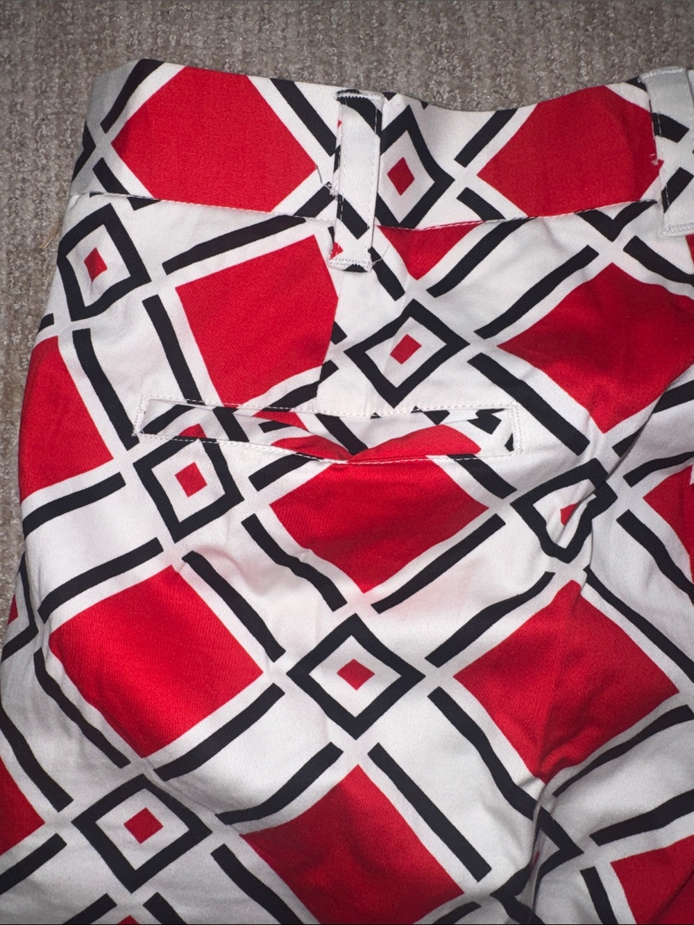 Loudmouth Mens 32x32 Danger Golf Slacks Red White Black Stretch Golfcore Pants - Picture 9 of 11